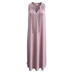 LOFT XL Sleeveless Ruffle Neck Midi Dress Mauve Soft Feminine Chic Minimalist